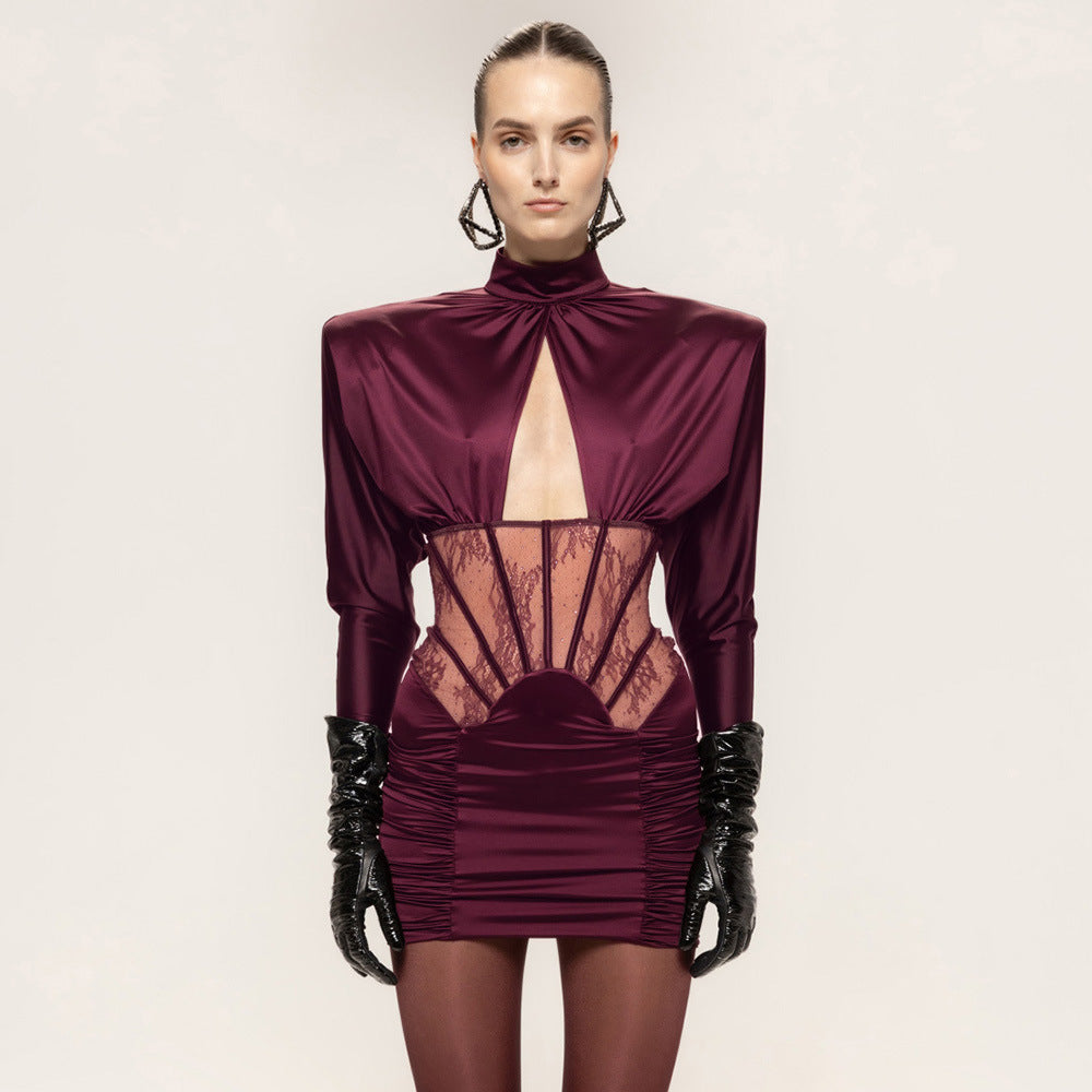 Valentina Wine Corset Mini Dress