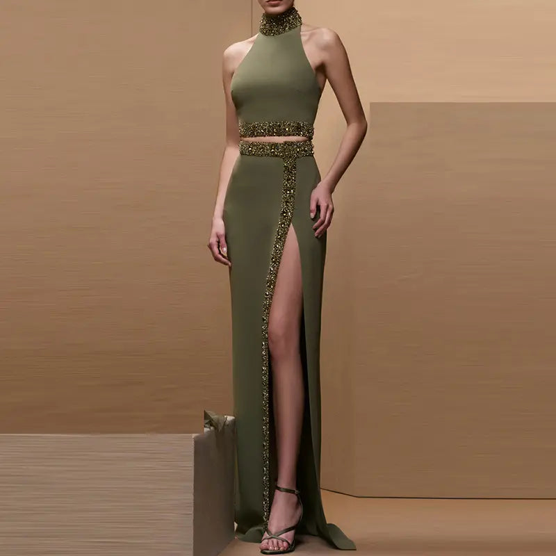Seraphina Olive Crystal Two-Piece